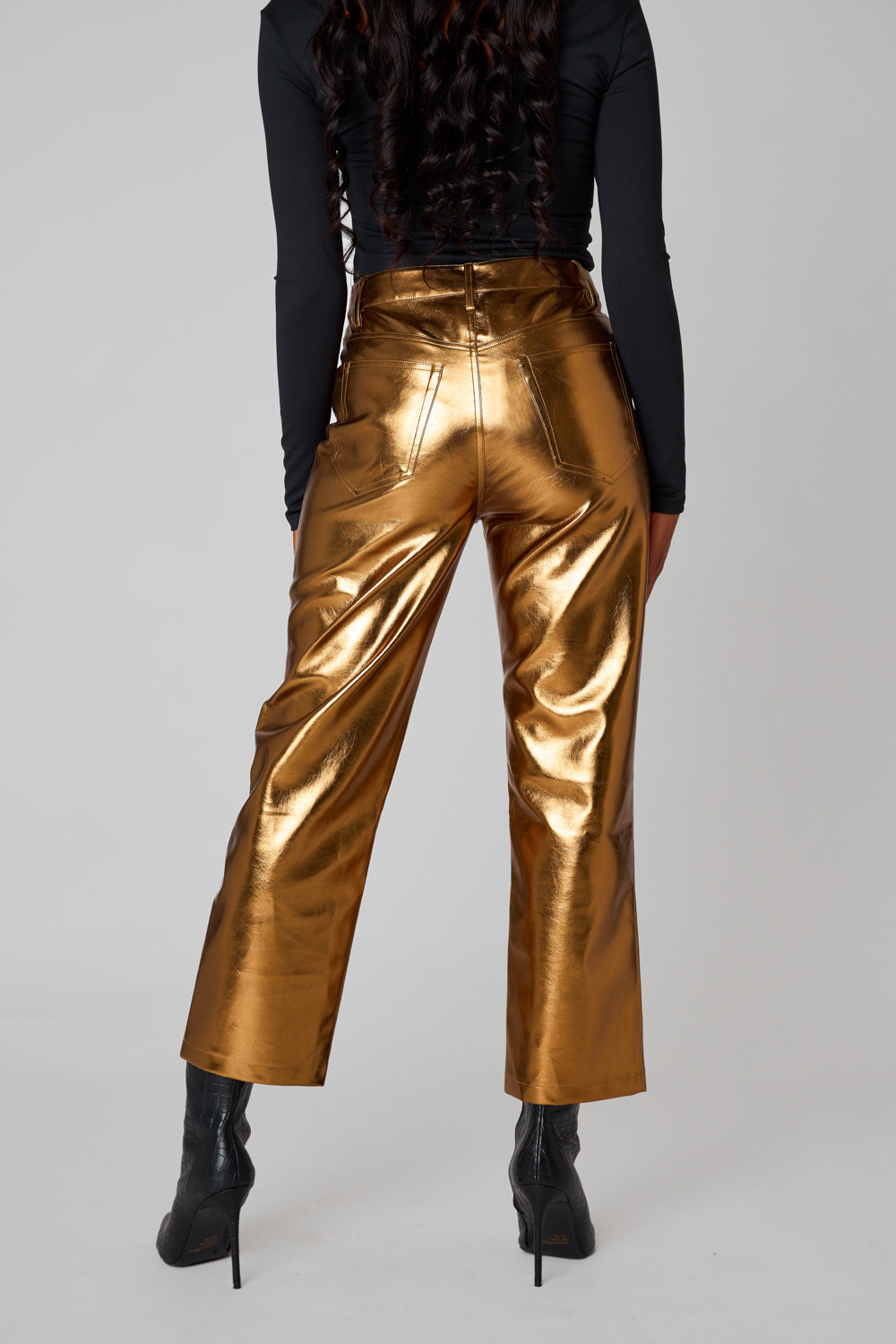 DESTRB Melody Gold Leather Pants Silver Metallic Pants Sexy