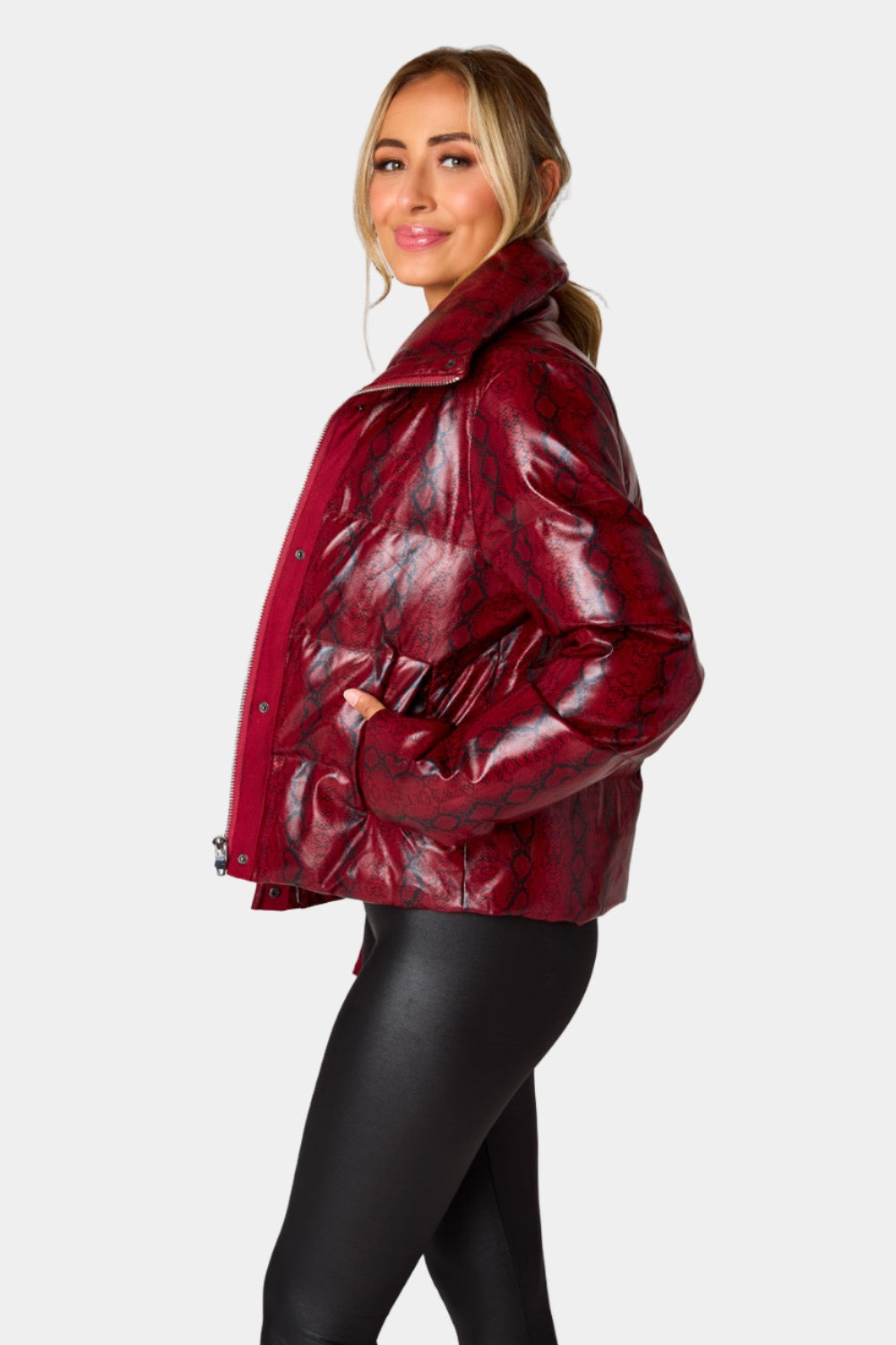 BuddyLove Addison Puffer Jacket - Red Snake