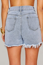 BuddyLove Elvis Crystal Fringe Denim Shorts - Light Wash