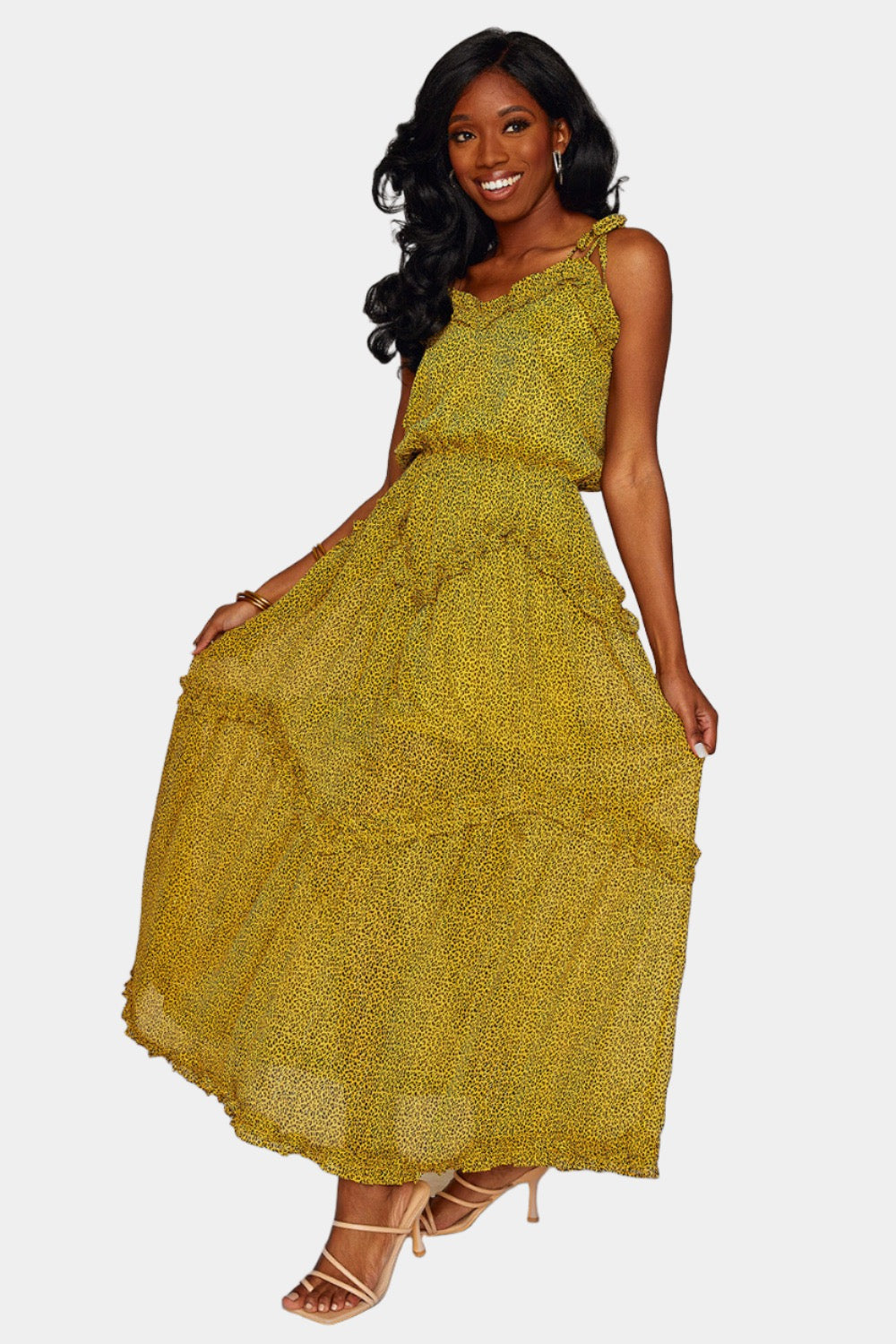 Yellow sequin maxi dress Clearance
