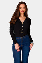 BuddyLove Holly Long Sleeve Button Up Bodysuit - Black