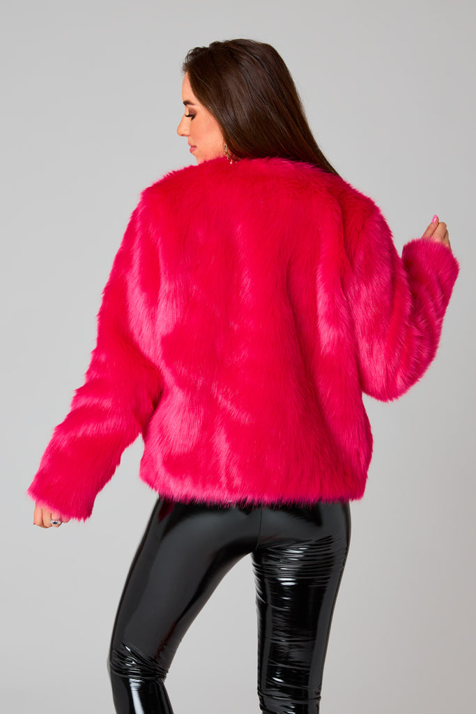 BuddyLove Baddie Faux Fur Jacket - Hot Pink