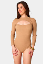 BuddyLove Nadia Long Sleeve Cutout Bodysuit - Natural