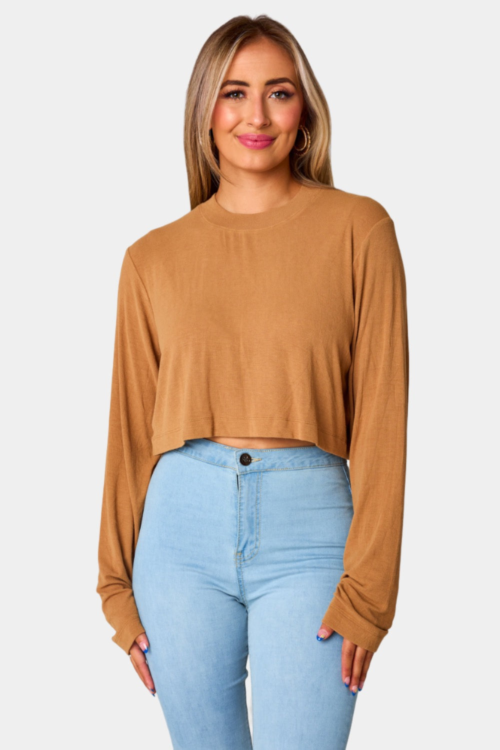 BuddyLove Frannie Long Sleeve Crop Top - Fawn