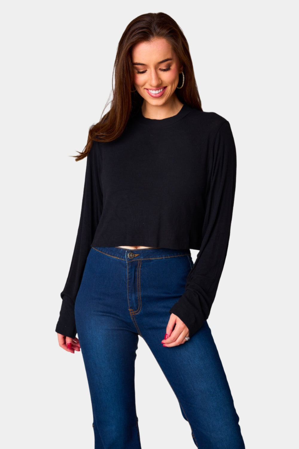 BuddyLove Frannie Long Sleeve Crop Top - Ink