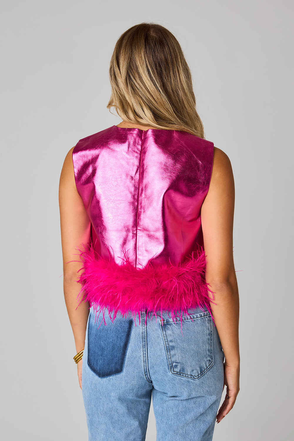 BuddyLove Fancy Strapless Feather Crop Top - Baby Pink - S / Pink / Solids