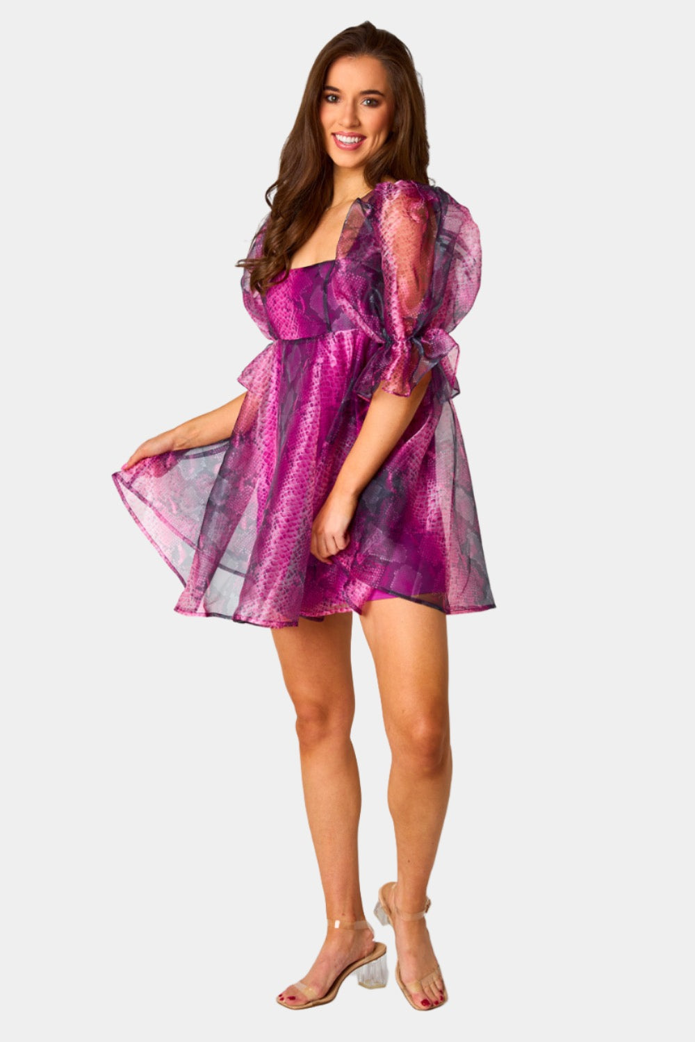 To Be Loved By You Print Babydoll Dress - Pink