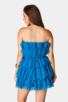 BuddyLove Powder Puff Strapless Tulle Mini Dress - Indigo