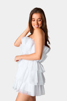 BuddyLove Powder Puff Strapless Tulle Mini Dress - White