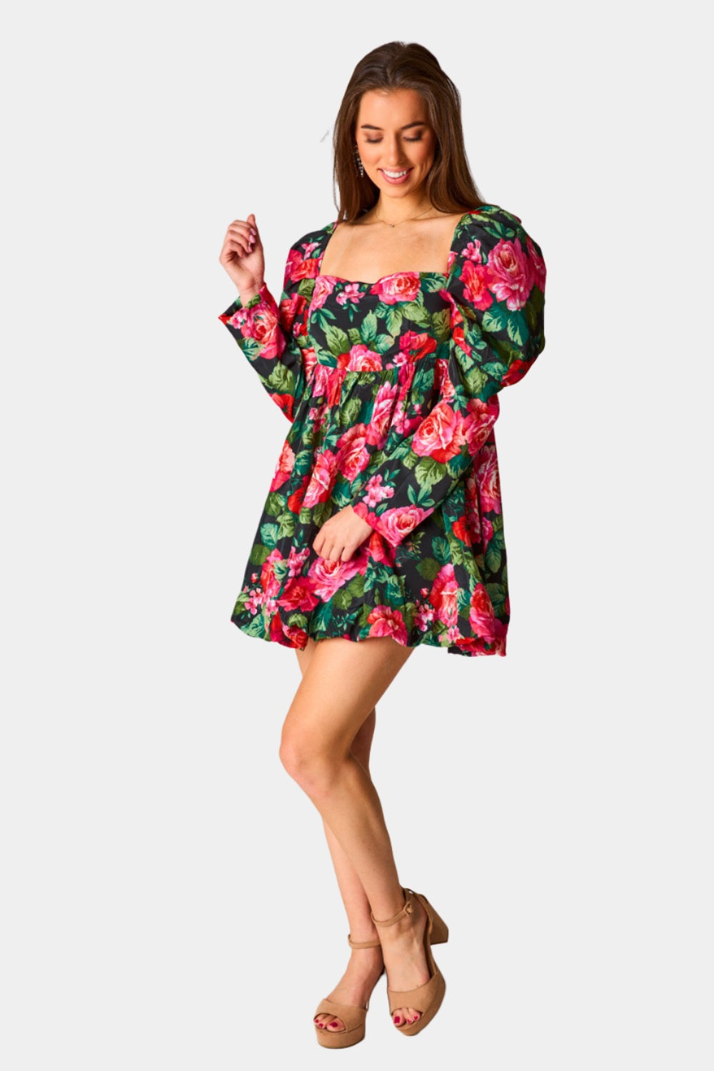 BuddyLove | Stassie Puff Sleeve Babydoll Dress | Rosa – BuddyLove