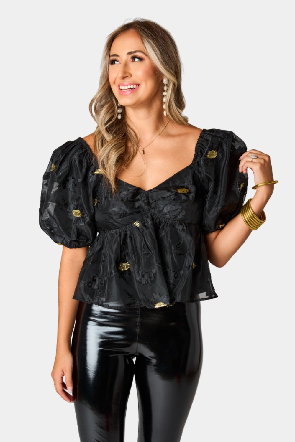 BuddyLove Blakely Peplum Short Sleeve Top - Koi