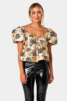 BuddyLove Blakely Peplum Short Sleeve Top - Pearl