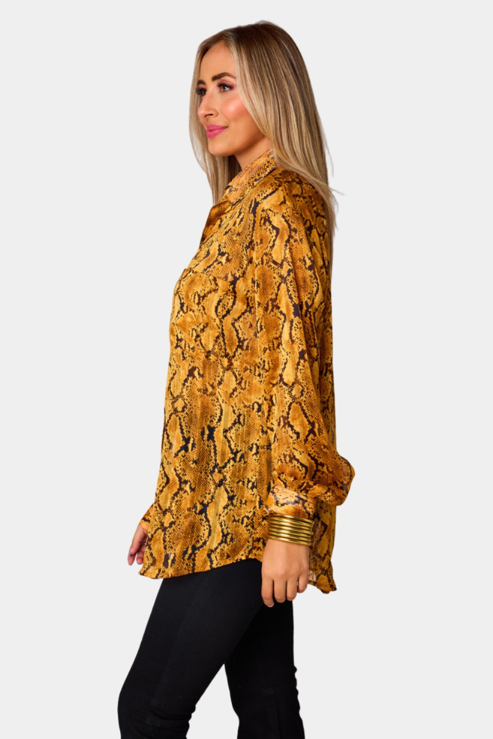 BuddyLove Portia Loose Button Up Top - Snake Charmer