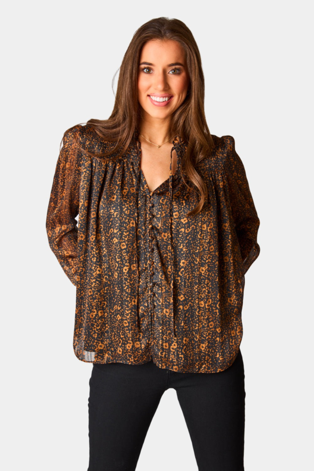 BuddyLove Everly Long Sleeve Button Up Blouse - Almond