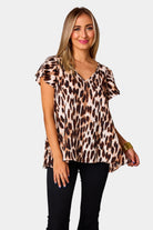 BuddyLove Avril Flutter Sleeve V-Neck Top - Kiara