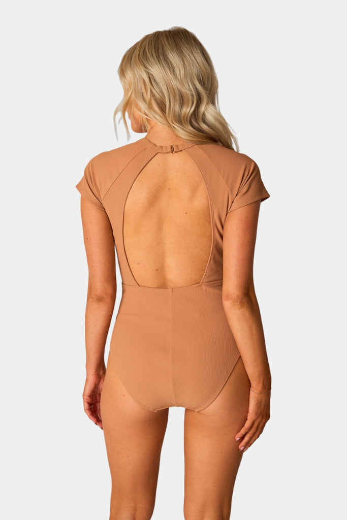 BuddyLove Mona Short Sleeve One-Piece Swimsuit - Sand