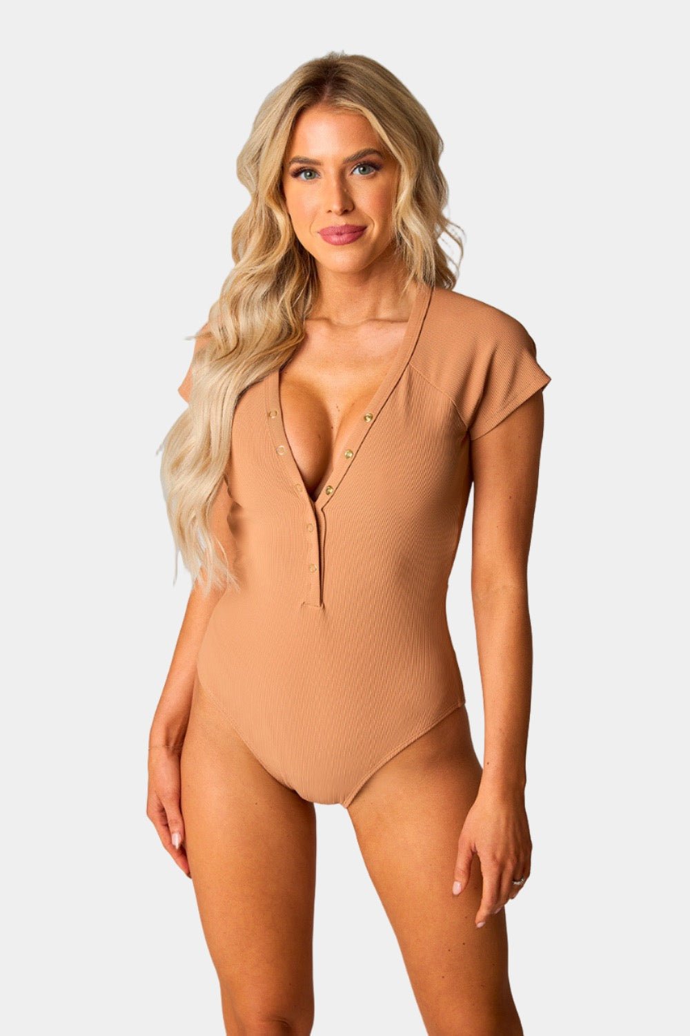 BuddyLove Mona Short Sleeve One-Piece Swimsuit - Sand