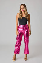 BuddyLove Travolta High-Rise Metallic Pants - Cotton Candy