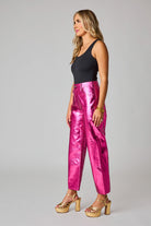 BuddyLove Travolta High-Rise Metallic Pants - Cotton Candy