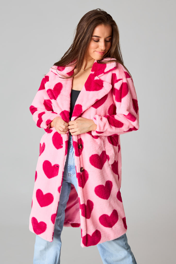 BuddyLove Zoey Oversized Faux Fur Coat - Blossom