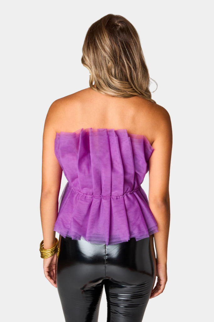 BuddyLove Giselle Pleated Strapless Top - Iris