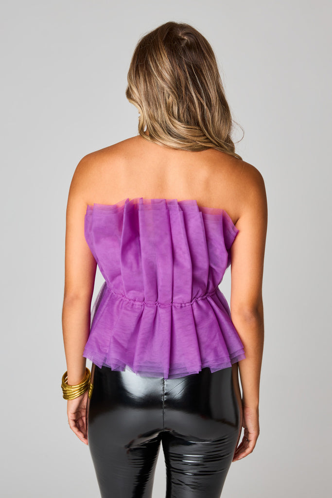 BuddyLove Giselle Pleated Strapless Top - Iris