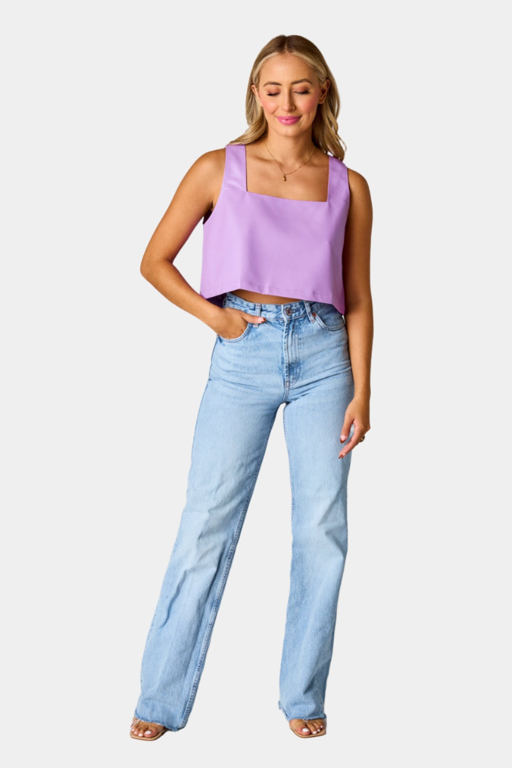 BuddyLove Manning Vegan Leather Cropped Tank Top - Purple