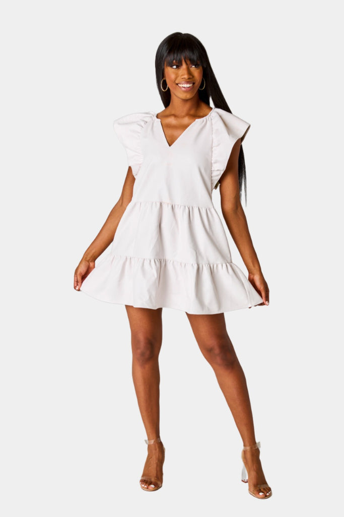 BuddyLove Celeste Feather Mini Dress - White