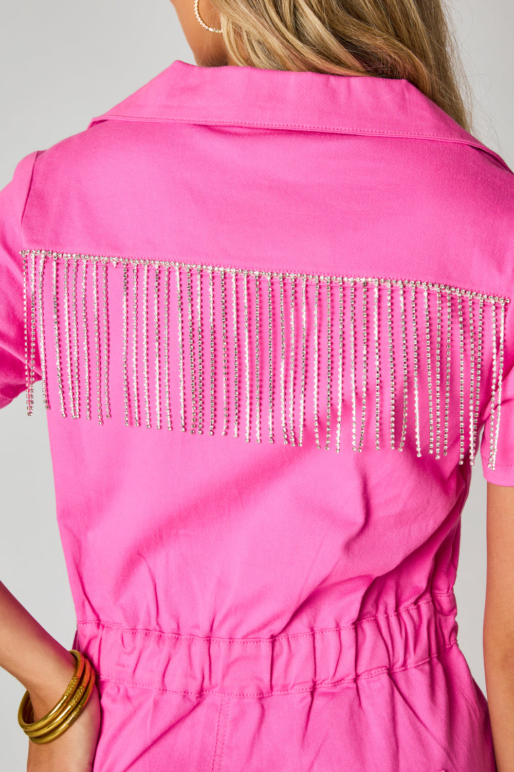 BuddyLove Jessie Crystal Fringe Romper - Pink