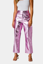 BuddyLove Travolta High-Rise Metallic Pants - Ballet Slipper