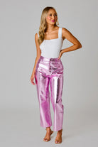 BuddyLove Travolta High-Rise Metallic Pants - Ballet Slipper