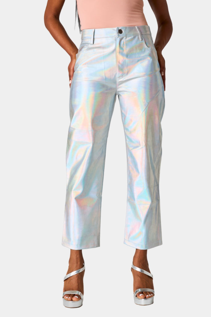 BuddyLove Travolta High-Rise Metallic Pants - Iridescent