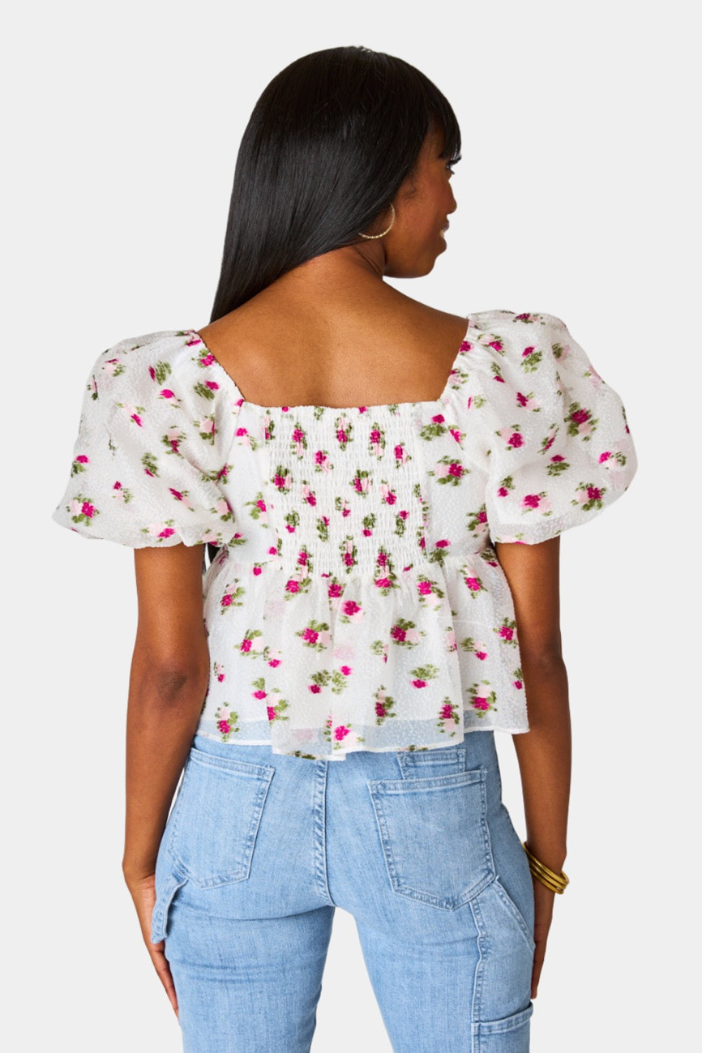 BuddyLove Blakely Peplum Short Sleeve Top - Calla Lily