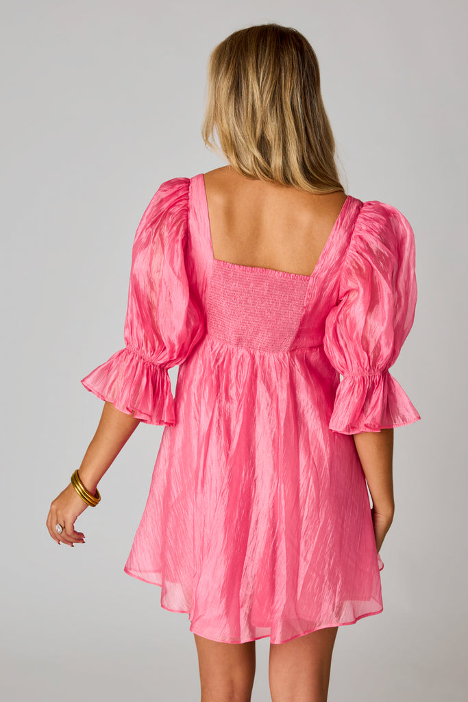 BuddyLove Betsy Puff Sleeve Babydoll Dress - Pink