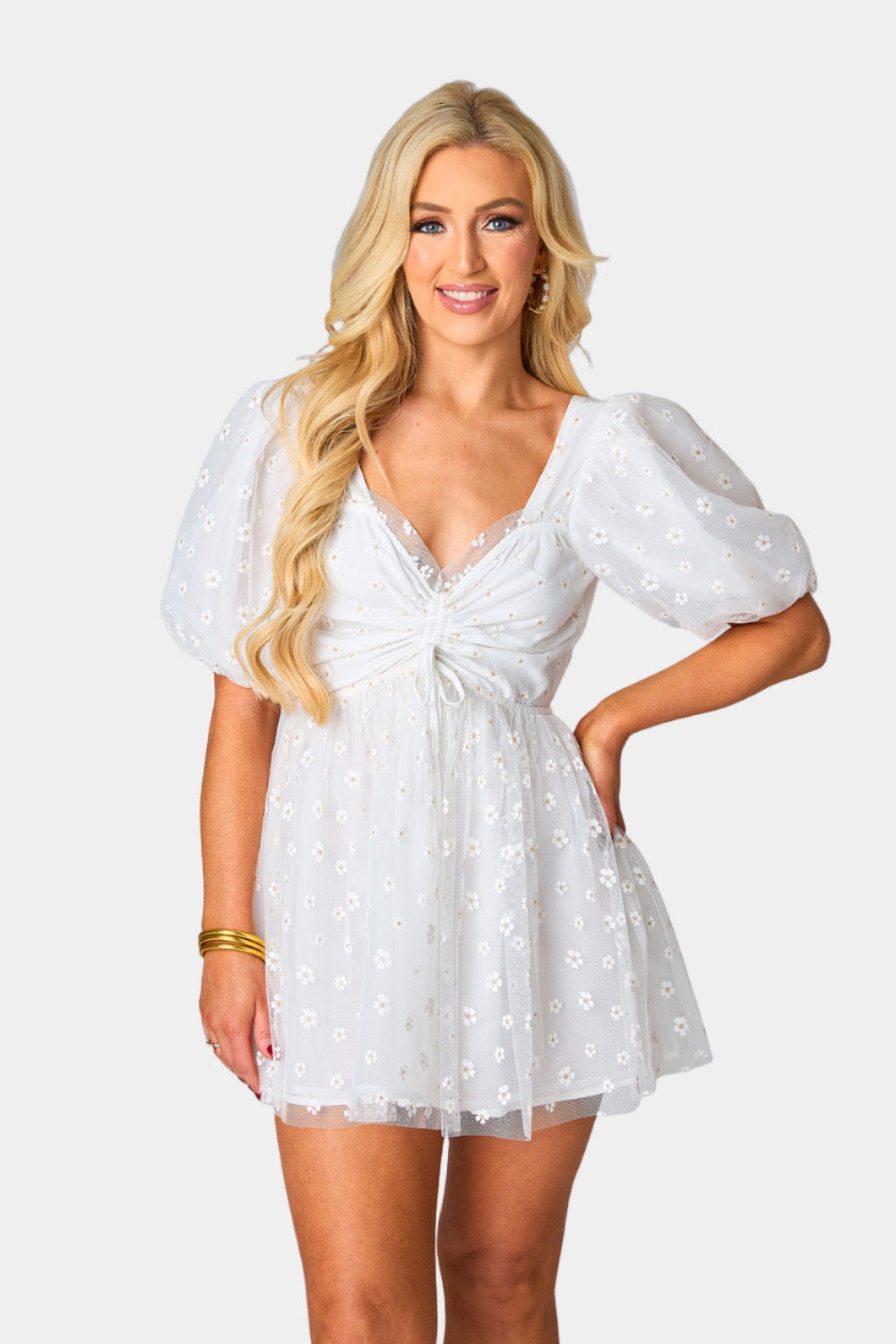 BuddyLove Hannah Elastic Waist Mini Dress - English Daisy