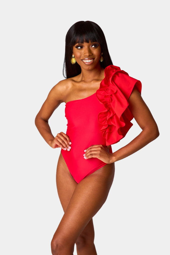 BuddyLove Ozzy One-Shoulder One-Piece Swimsuit - Red
