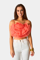 BuddyLove Petal Flower Applique Tank Top - Tangerine