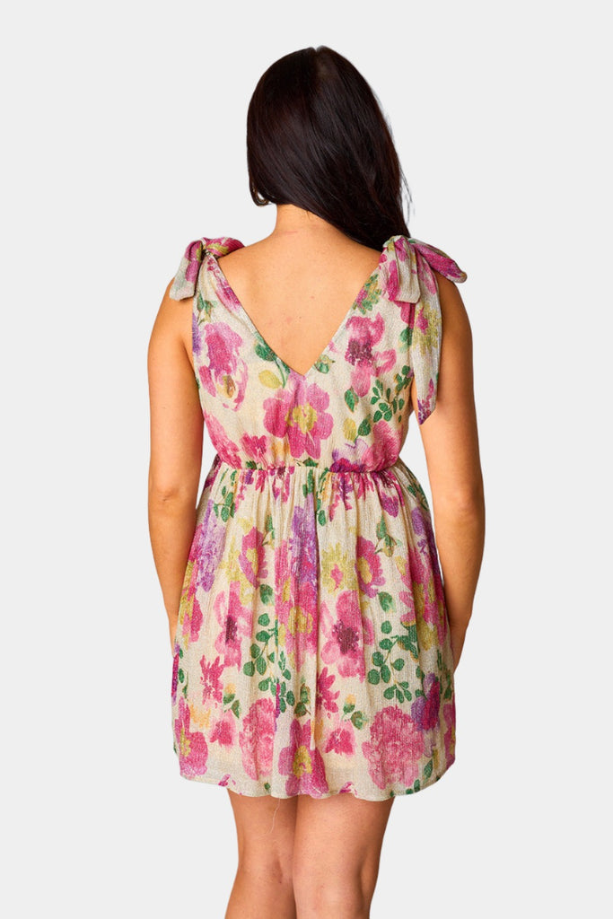 BuddyLove Melanie Tie-Shoulder Mini Dress - Raspberry Rose