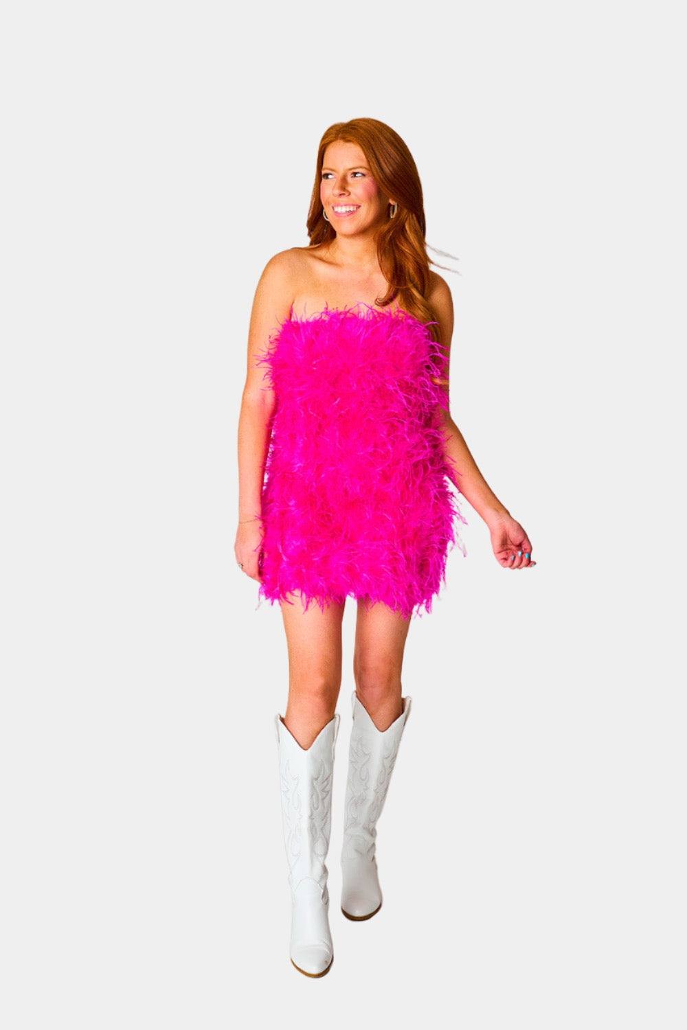 Celeste Feather Mini Dress - Hot Pink – BuddyLove