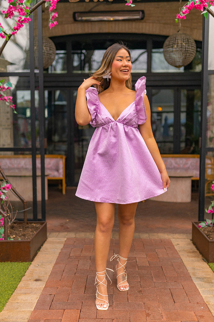 BuddyLove Penny Ruffle Sleeve Short Dress - Lilac
