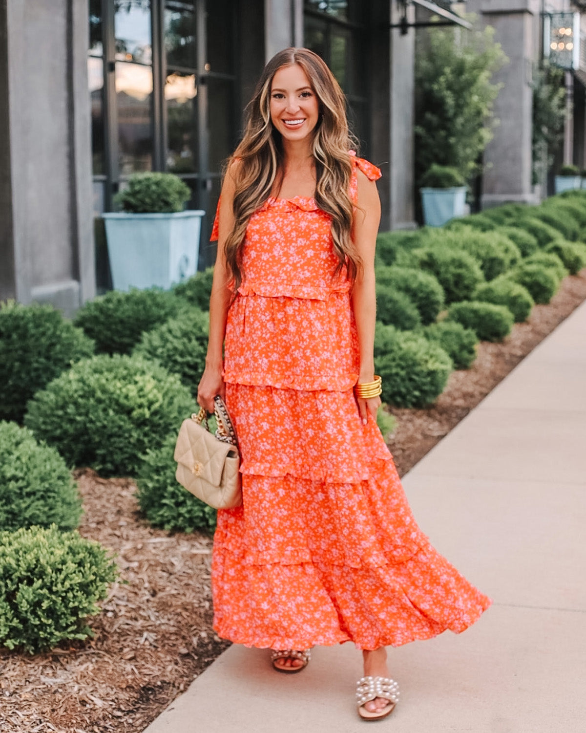 BuddyLove Libby Tie Shoulder Maxi Dress Mai Tai